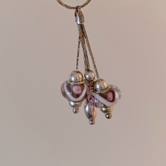 Vintage Italian lamp work beads & sterling silver bobbles necklace (925)  💜🩶 - Picture 4 of 5